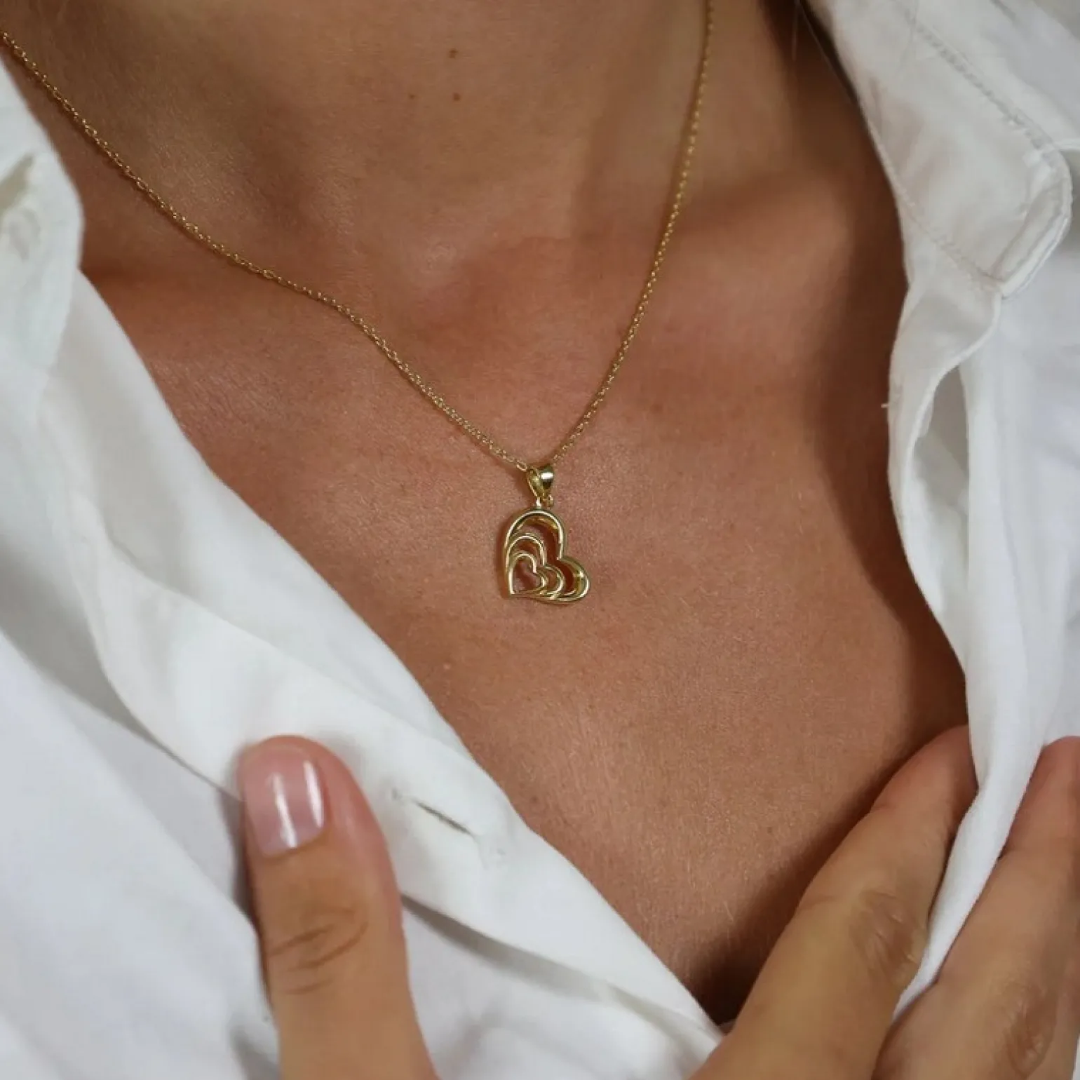 Aagaard - 8-karätiger Goldanhänger mit 3 Herzen inkl. Anhänger vergoldete Kette