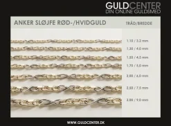 Ankerschlaufe Halskette 14 kt Rot und Weißgold - Verschiedene Größen und Längen