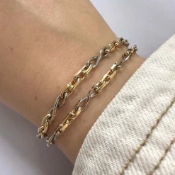 Ankerschleife Armband 14kt. Gold und Weißgold (Größe und Länge wählen)