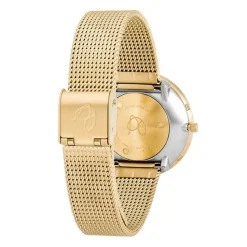 Arne Jacobsen - Bankers Watch mit weißem Zifferblatt und goldenem Netzarmband. Ø34