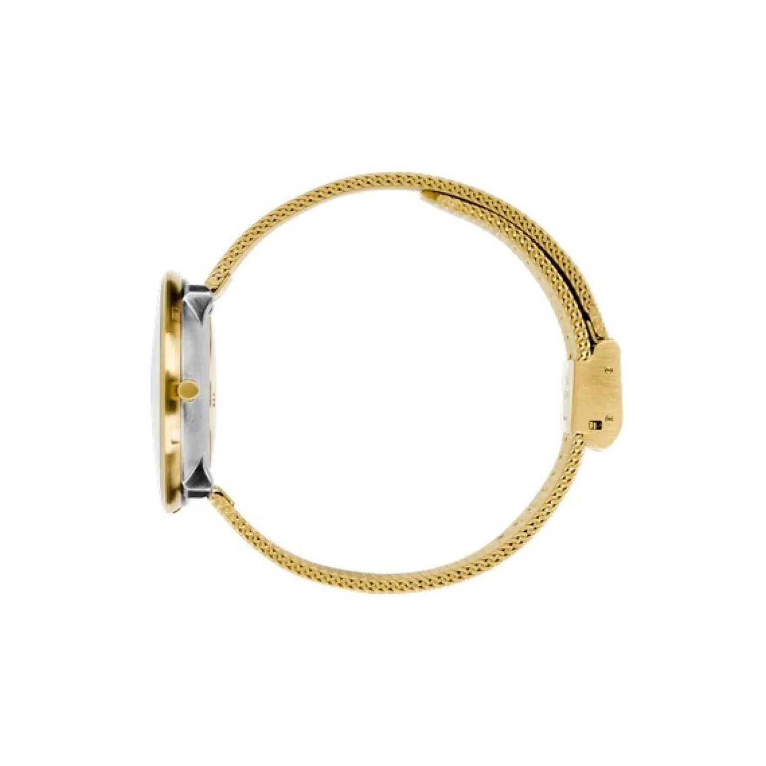 Arne Jacobsen - Bankers Watch mit weißem Zifferblatt und goldenem Netzarmband. Ø34