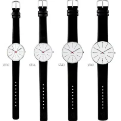 Arne Jacobsen - Bankiersuhr - Ø30 - Weißes Zifferblatt, marineblaues Armband, IPG-Gehäuse