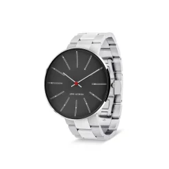 Arne Jacobsen - Bankiersuhr Ø40 - 50. Jahrestag - Zifferblatt aus grünem Marmor, gebürsteter Silber