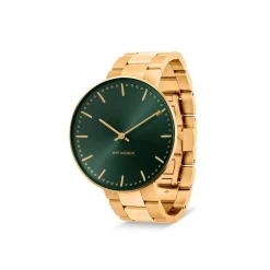 Arne Jacobsen - Rathausuhr mit grünem Zifferblatt und Goldarmband Ø40