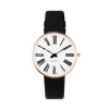 Arne Jacobsen - Roman Watch - Ø40 - Weißes Zifferblatt, schwarzes Armband, IP Rose Gold Gehäuse