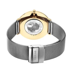 Bering - Klassische Damenuhr in Gold- und Silberfarben Zifferblatt 39 mm