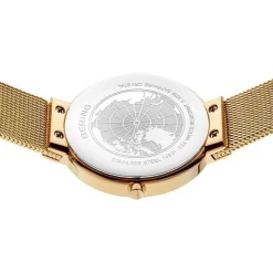 Bering - Klassische Damenuhr in gebürstetem und poliertem Goldduplikat Ø31 mm