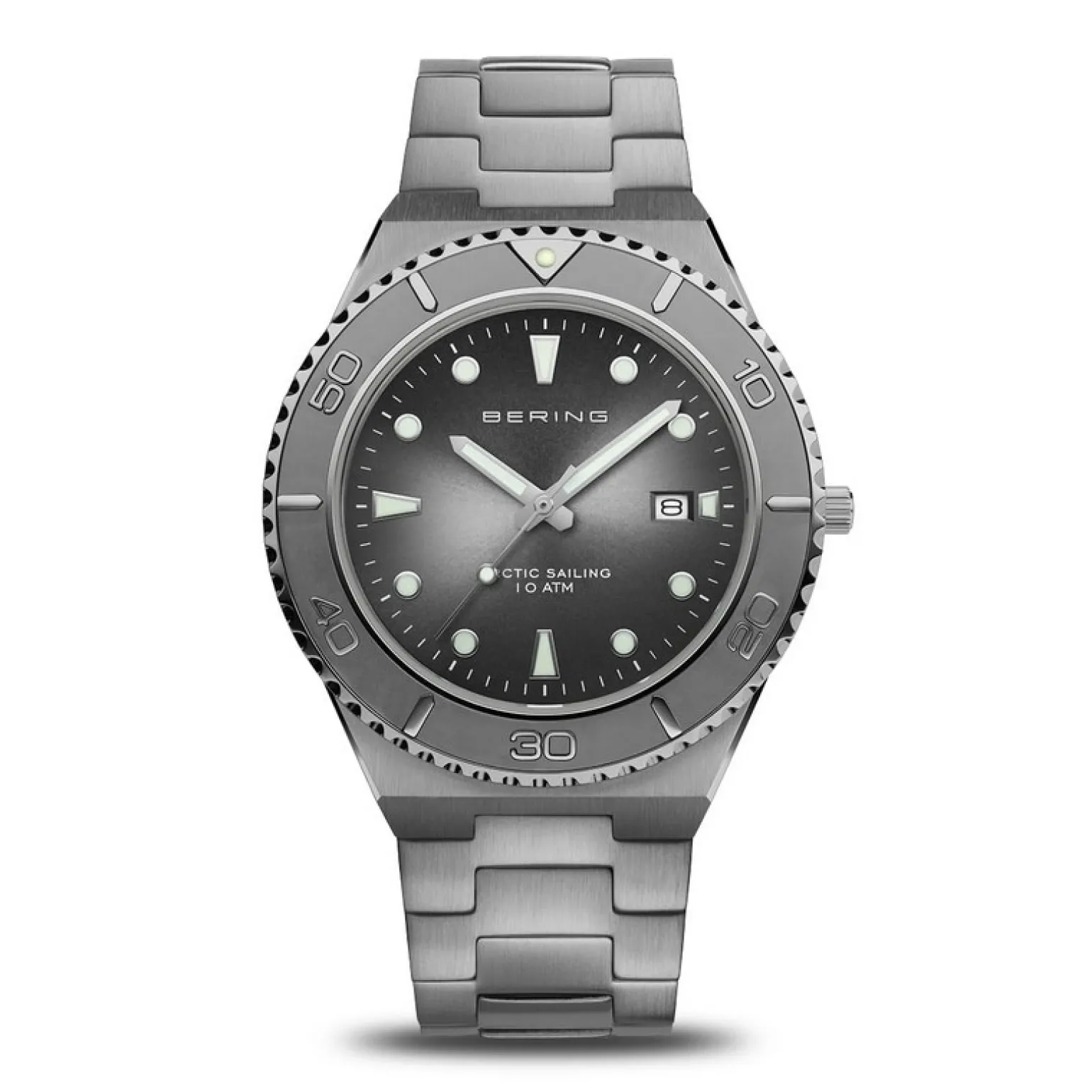 Bering - Klassische Herrenuhr in gebürstetem Grau mit grauem Zifferblatt
