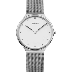 Bering - Ultra Slim Damenuhr mit weißem Zifferblatt und gebürstetem Stahl