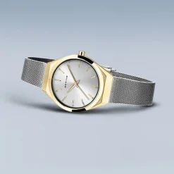 Bering - Ultra Slim Damenuhr in Gold- und Silberfarben 29 mm