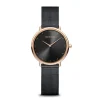 Bering - Ultra Slim Unisex-Uhr aus poliertem Roségold mit schwarzem Zifferblatt 39 mm