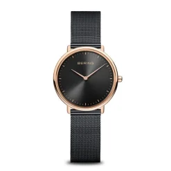 Bering - Ultra Slim Unisex-Uhr aus poliertem Roségold mit schwarzem Zifferblatt 39 mm