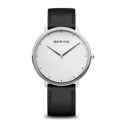 Bering - Ultra Slim Unisex-Uhr in Silberfarben mit weißem Zifferblatt. Ø 39 mm.