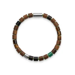 Black Sun GREEN BOWL Armband mit Silberschließe und Perlen