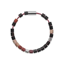 Black Sun MONTANITA BEACH, ECUADOR rotes Nylon und Perlen mit silberner Schließe