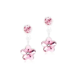 Blomdahl - Anhänger Blumenohrringe mit rosa Kristall