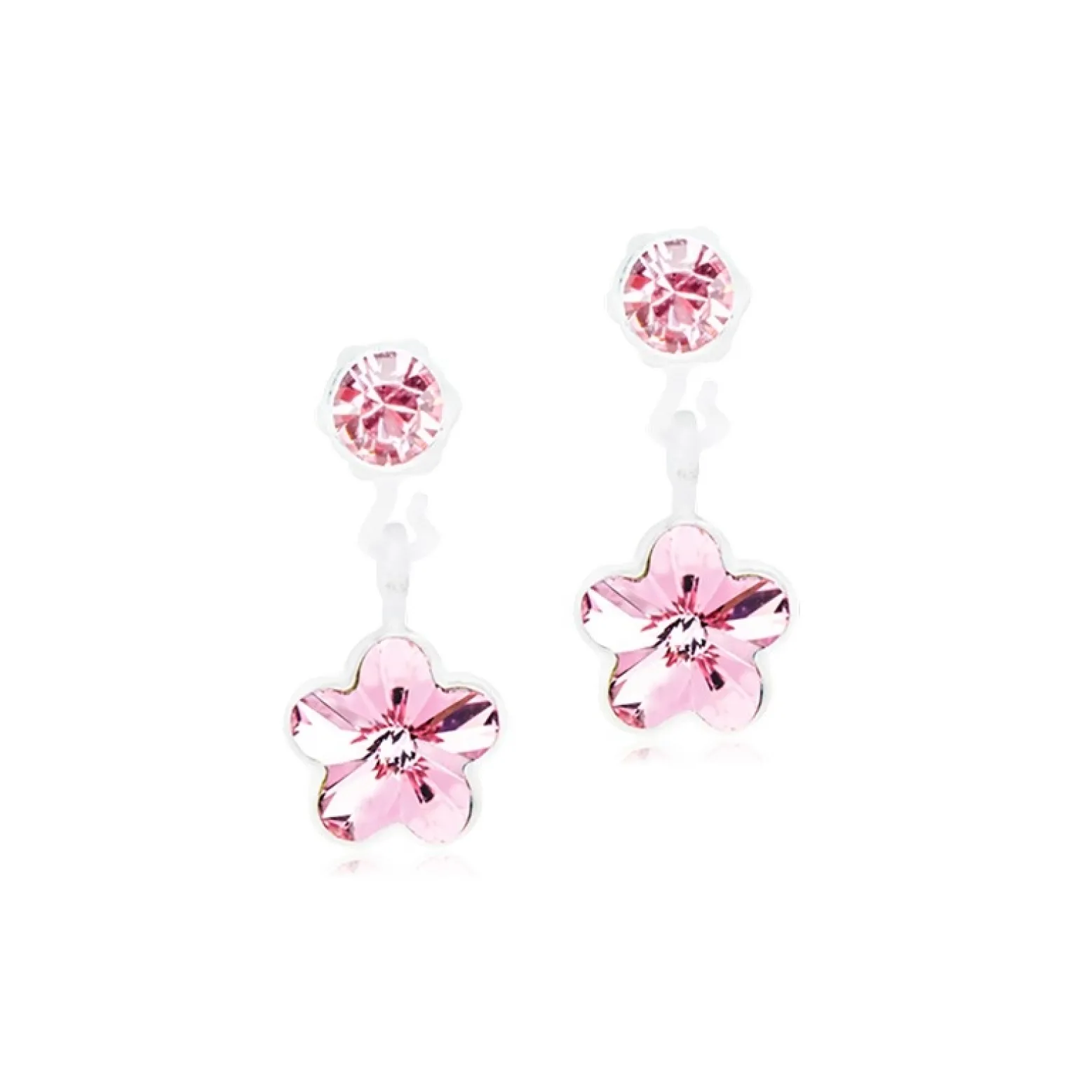 Blomdahl - Anhänger Blumenohrringe mit rosa Kristall