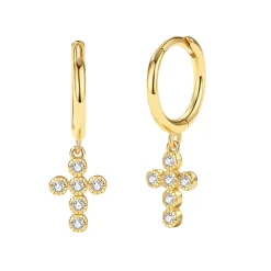 ByBirch - Cross Hoops in vergoldete silber