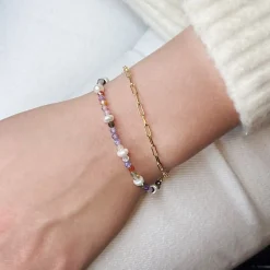 ByBirch - Lana armbånd aus vergoldete silber mit Zirkonias und Perlen