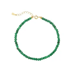 ByBirch - Lotus armband i vergoldete silber m grünes Jade