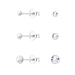 ByBirch - Lulu-Ohrringe in silber m zirkonia - 3 Paar