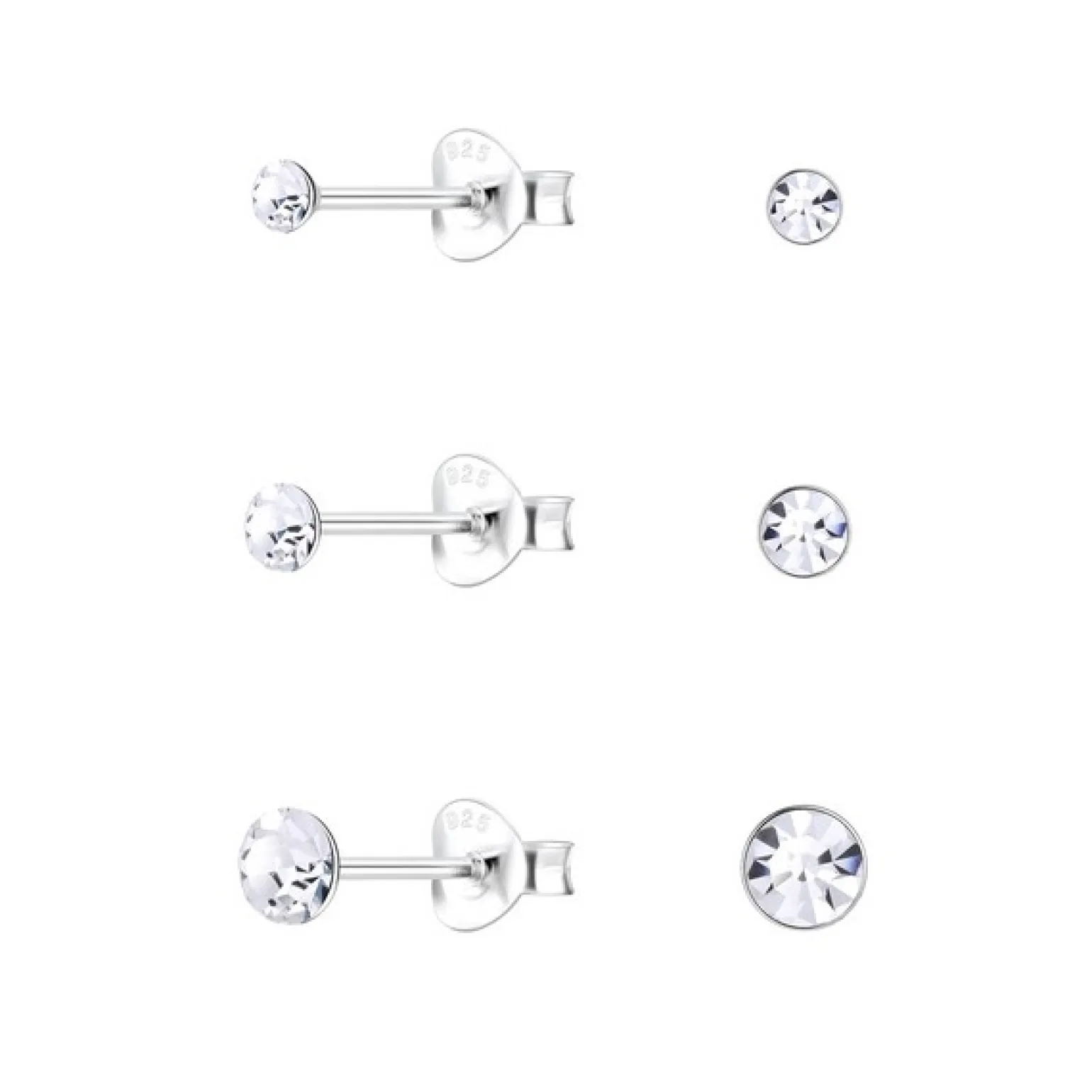 ByBirch - Lulu-Ohrringe in silber m zirkonia - 3 Paar