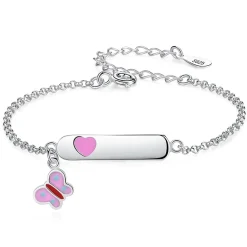 ByBirch Kinder - Armband aus silber mit rosa Schmetterling