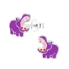 ByBirch Kinder - Ohrringe in silber mit lila Nilpferd