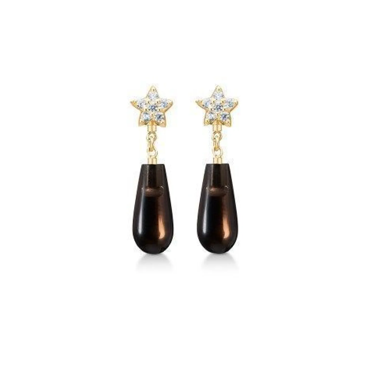 Carnival - Vergoldete Ohrringe mit Rauchquarz und Zirkonia