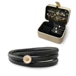 Christina Collect - Lederarmband mit vergoldete Marguerite-Charme
