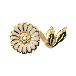 Christina Collect - MARGUERIT WITH LEAF vergoldeter Anhänger für Lederarmband