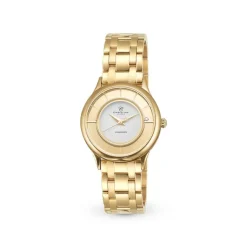 Christina Collect - Uhr aus vergoldetem Silber mit weißem Zifferblatt und 2 Stoppern