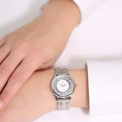 Christina Collect - Uhr aus Silber mit weißem Zifferblatt und Stoppern