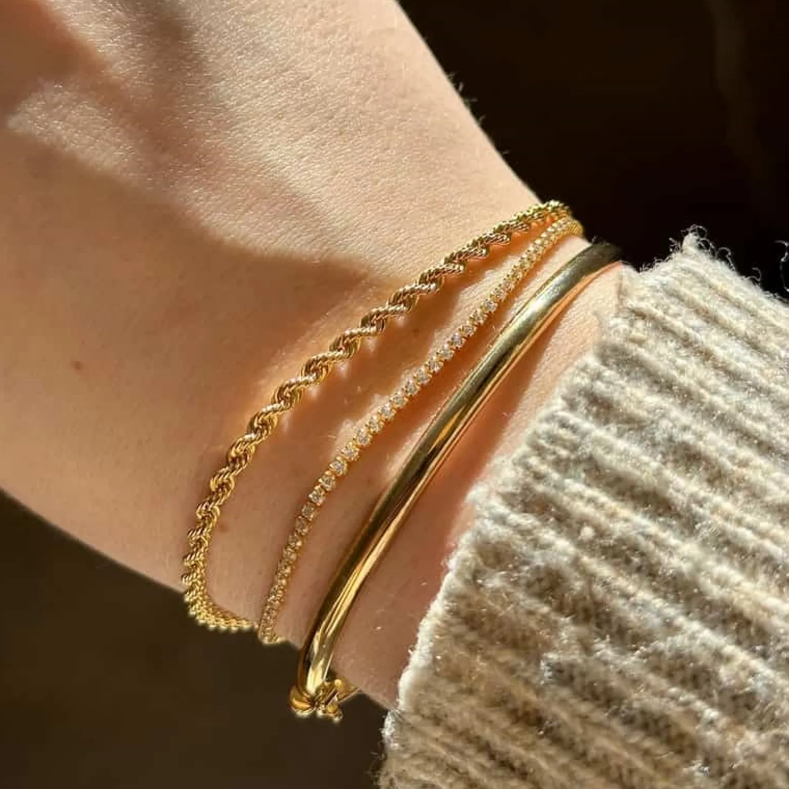 Cordel armband in 8 Karat Gold - verschiedene Längen und Breiten