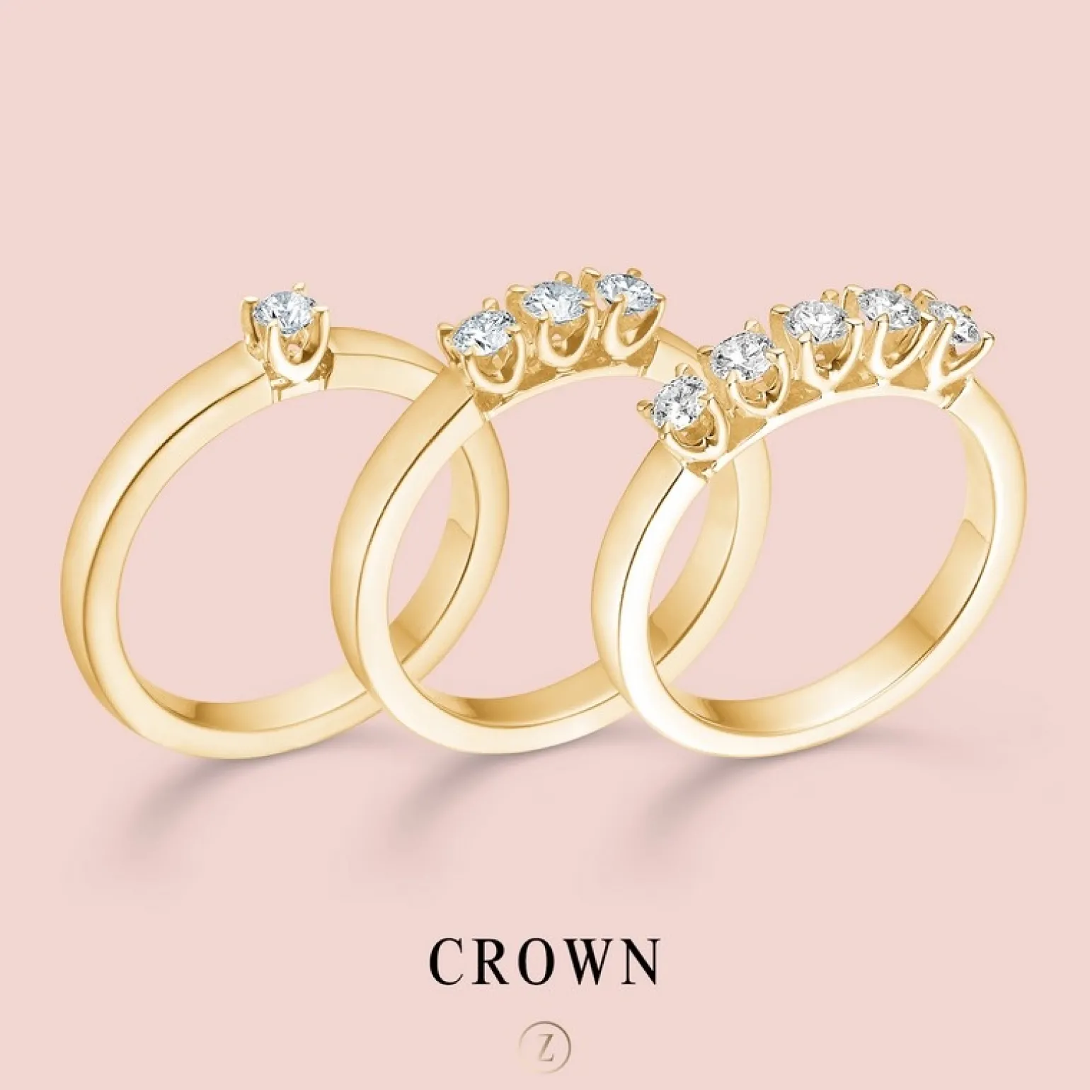 CROWN Allianz Ring I 14 kt. Gold mit 5 x Diamanten von 0,04 ct. bis 0,09 ct.
