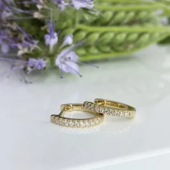 Dazzling  - 14 kt Gold Creole mit insgesamt 0,22ct W/Si