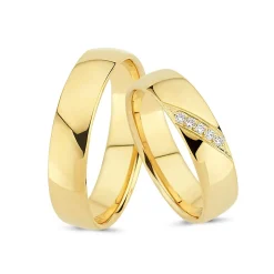 Eheringe aus 14 Karat Gold Ringe mit 5 Brillanten in Bändern