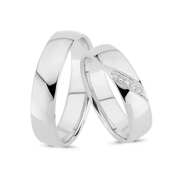 Eheringe aus 14 Karat Weißgold mit 5 Diamanten