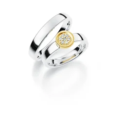 Eheringe aus silber + 14kt mit Diamanten