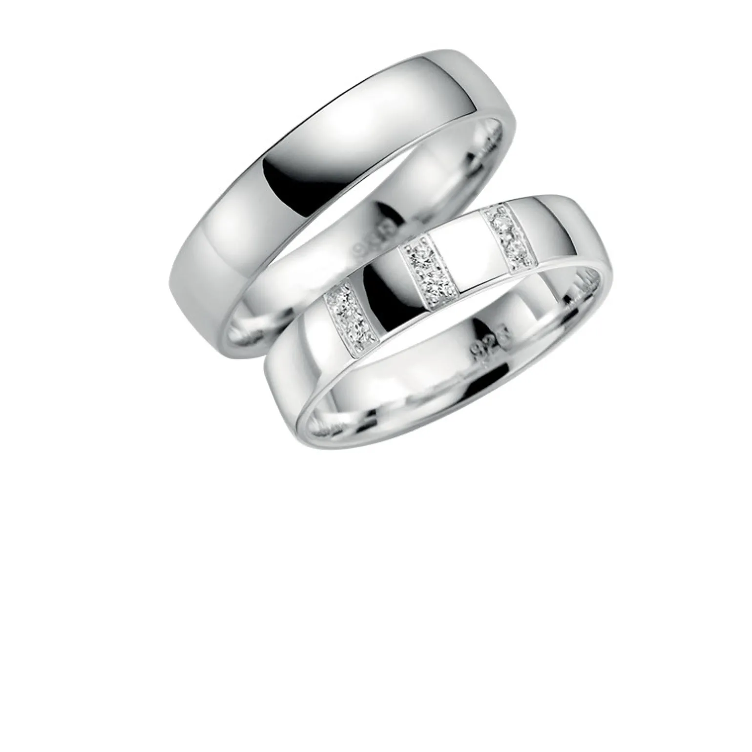 Eheringe in blank silber w. zirkonia - 5mm