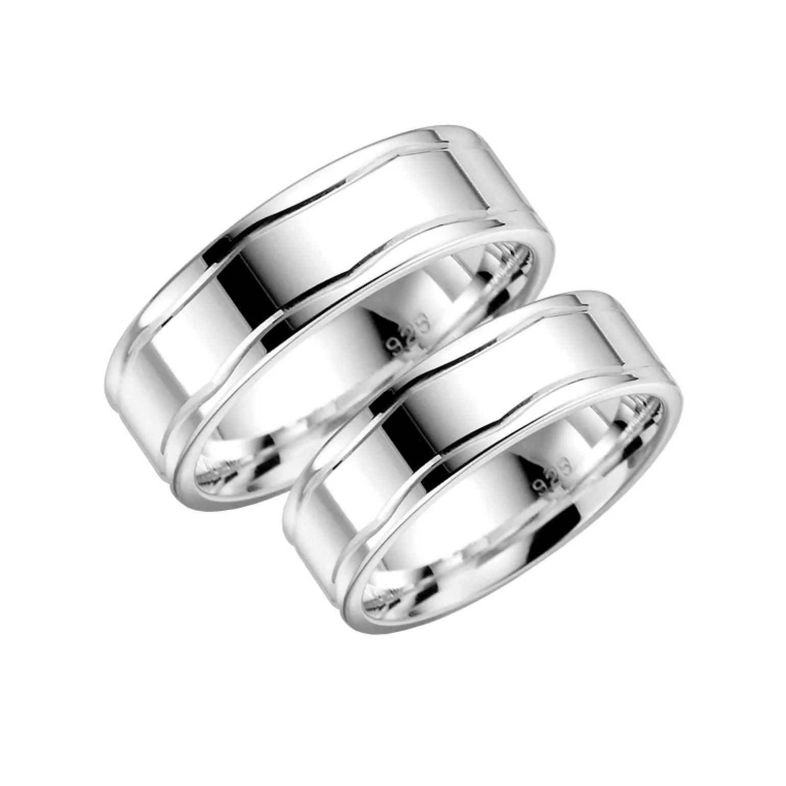 Eheringe in blank silber mit Muster