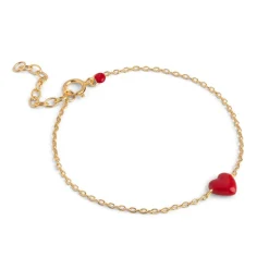 Enamel - Amore armband in vergoldete silber mit rotem Herz