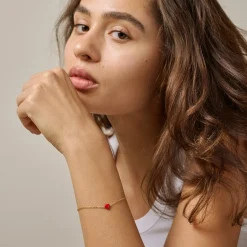 Enamel - Amore armband in vergoldete silber mit rotem Herz