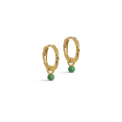 Enamel - Belle Grass Green Hoops i vergoldete silber