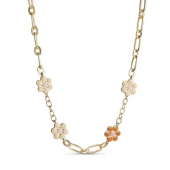 Enamel - Blossom Halskette aus vergoldetem Silber mit Emaille