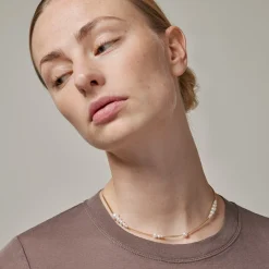 Enamel - Carmen Halskette aus vergoldete silber mit Perlen