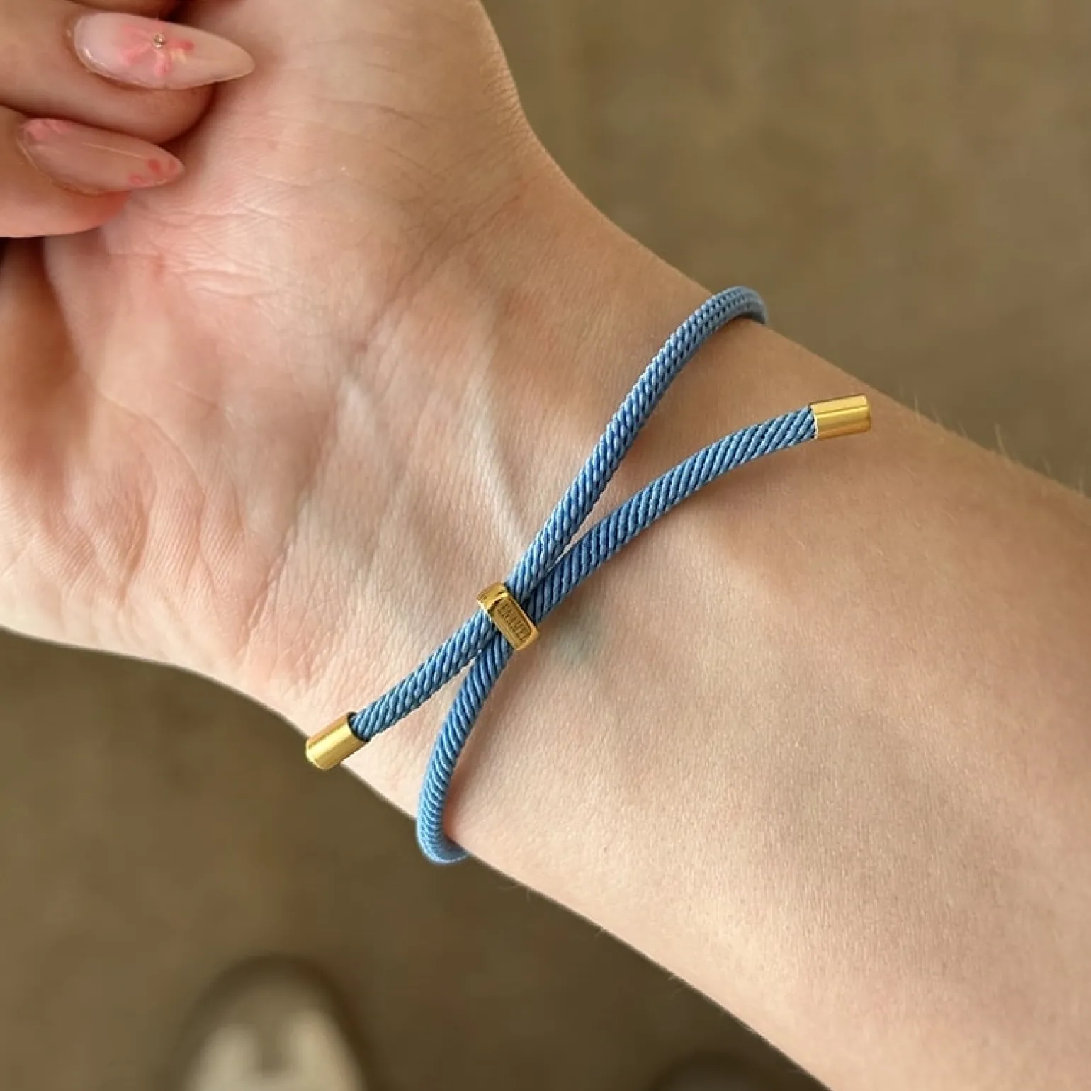 Enamel - Color Cord armband in vergoldete silber - Steel Blue