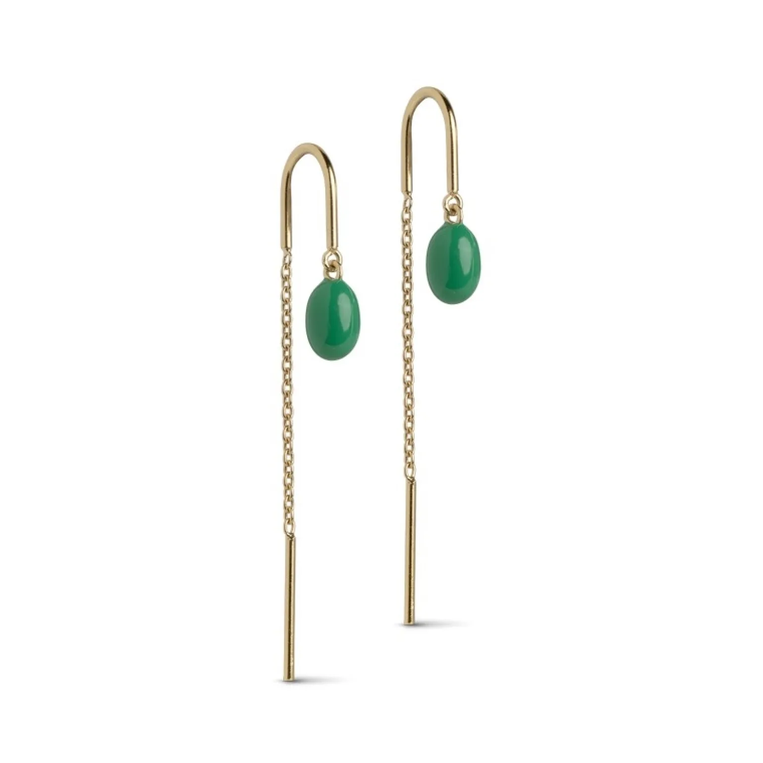 Enamel - Eleanor GRASS GREEN Ohrringe in vergoldete silber
