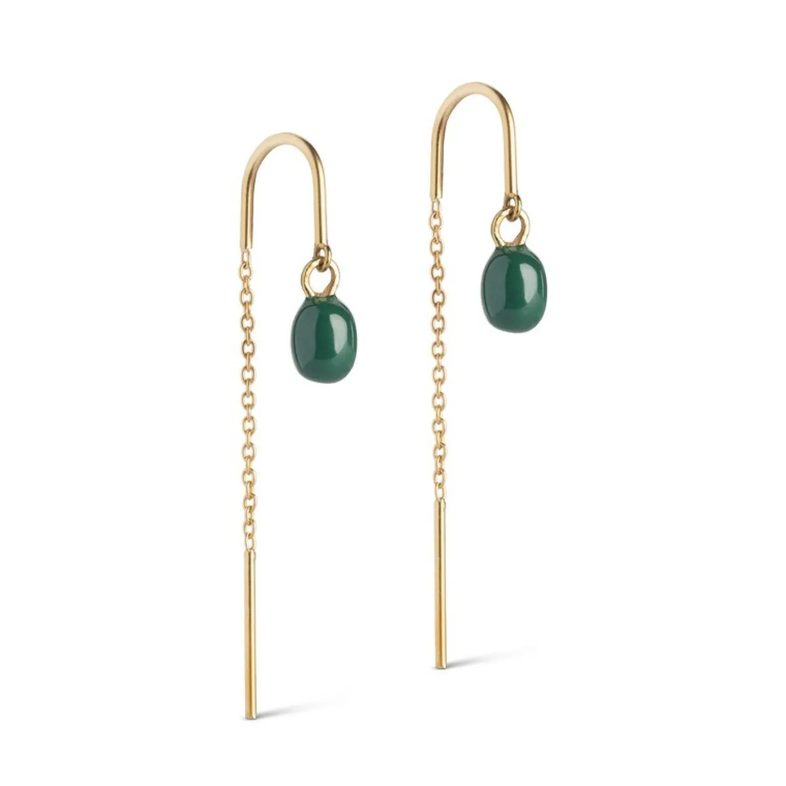 Enamel - Eleanor Ohrringe aus vergoldete silber m petrolgrüner Emaille