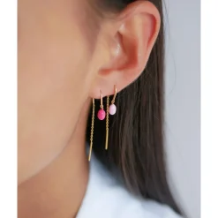 Enamel - Eleanor Ohrringe aus vergoldete silber m hellrosa Emaille